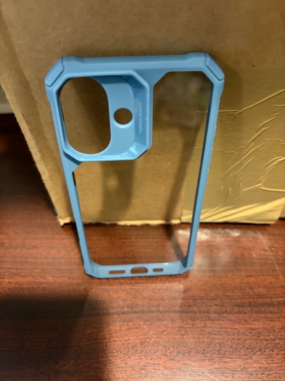 iPhone 16 Phone Case, Clear with Blue Trim
